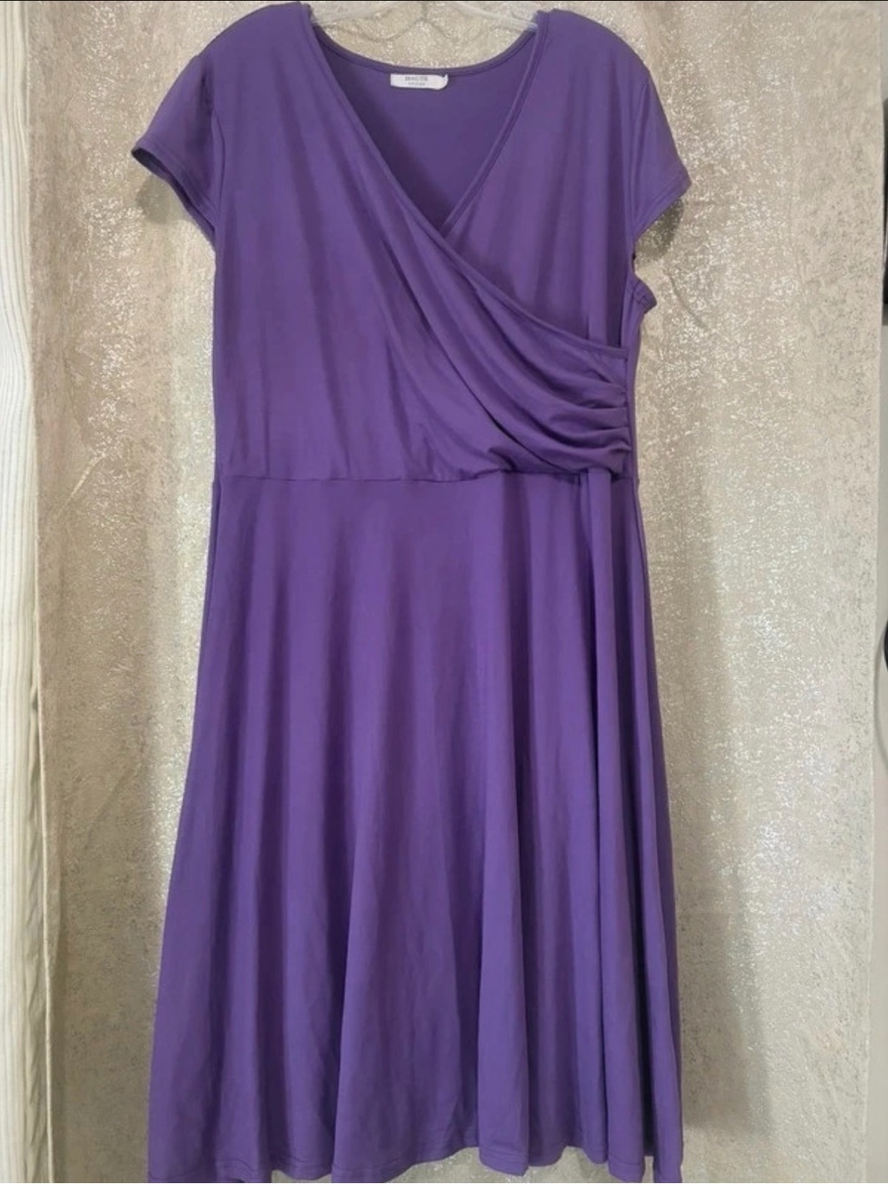 Haute Edition Midi Wrap-Front Dress in Deep Purple XL